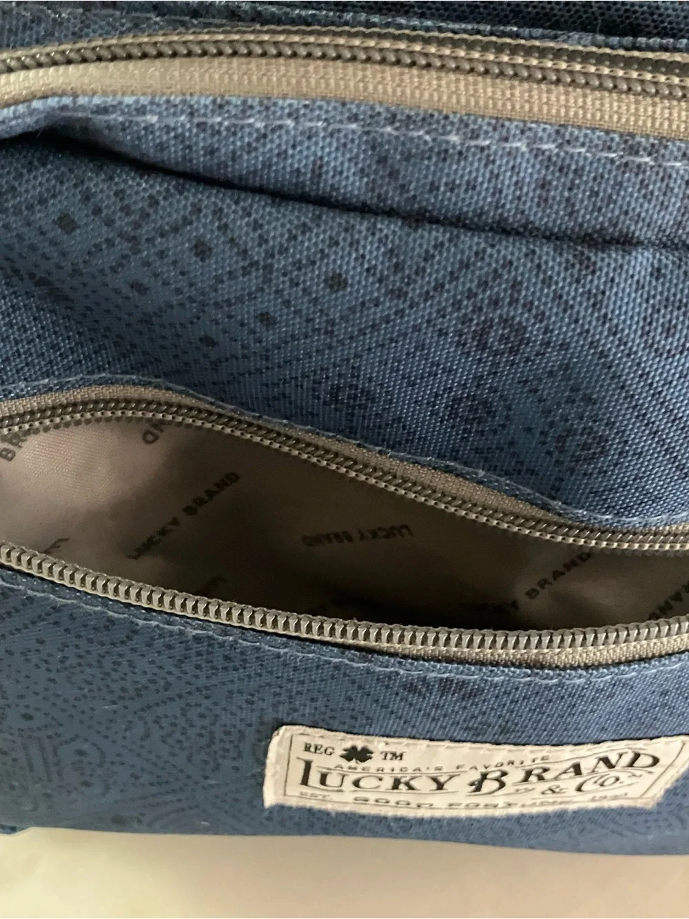 Lucky Brand Navy Blue Backpack with Clover Patch